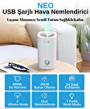 Neo Şarjlı Hava Nemlendirici 380ML Usb Şarjlı Humifidier Araba, Ofis, Ev Portatif Hava Nemlendirici
