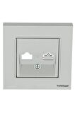 Netelsan Byobu Gümüş Tekli Data Prizi (Rj45 Cat6) Çerçeveli