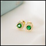 925 Ayar Gümüş Mayıs Ayı Doğum Taşı ( Emerald ) Kolye - Küpe Seti