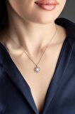 925 Ayar Opal Taşlı Güneş Kolye (SILVER)