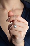 925 Ayar Opal Taşlı Güneş Kolye (SILVER)