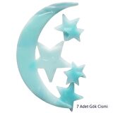 Gece Çok Az Parlayan  Su Yeşili  Aydede ve Yıldızlar, Tavan Duvar Süsü, Sticker
