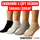 4 Çift Kaydırmaz Unisex Yoga, Pilates, Tavaf Çorabı | Spor Patik Çorap Beyaz|Gri |Siyah |Bej 36-40