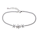 3'lü Çiçek Model Zirkon Taşlı 925 Ayar Gümüş Kadın Bileklik