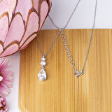 Damla Model Zirkon Taşlı 925 Ayar Gümüş Kadın Kolye