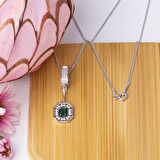 3-5 mm Baget Yeşil Zirkon Taşlı 925 Ayar Gümüş Kadın Kolye