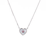 Kalp Model Sedef Pembe Zirkon Taşlı 925 Ayar Gümüş Kadın Kolye
