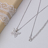 Kelebek Zirkon Taşlı Model-2 925 Ayar Gümüş Kadın Kolye