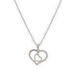 Kalp Zirkon Taşlı Model-4 925 Ayar Gümüş Kadın Kolye