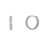 3 mm Baget Taşlı 925 Ayar Gümüş 20 mm Kadın Halka Küpe