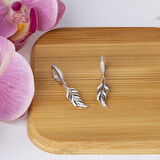 Yaprak Model-2 925 Ayar Gümüş Zirkon Taşlı Kadın Küpe