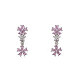 Çiçek Model Pembe Zirkon Taşlı 925 Ayar Gümüş Kadın Küpe