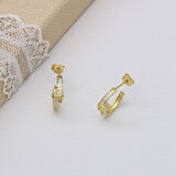 Gold Rengi Zirkon Taşlı 925 Ayar Gümüş Kadın Halka Küpe