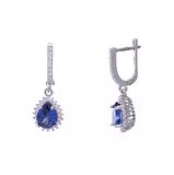 7-9 mm Lacivert Damla Zirkon Taşlı 925 Ayar Gümüş Kadın 3'lü Set