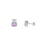 Pembe Zirkon Taşlı 925 Ayar Gümüş Kadın Üçlü Tektaş Set