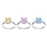 8 mm  Kare Pembe Zirkon Taşlı 925 Ayar Gümüş Tektaş Kadın Yüzük