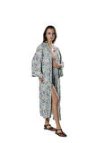 Özel Tasarım Pamuk Viskon Uzun Kimono - Florit
