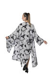 Özel Tasarım Pamuk Viskon Uzun Kimono - Yaprak