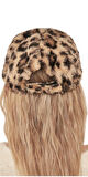 Leopar Desenli Peluş Şapka Kep