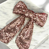 Rose Pullu Payetli Klipsli Fiyonk Toka - Handmade