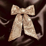 Rose Pullu Payetli Klipsli Fiyonk Toka - Handmade