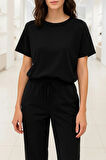 Yumuşak ve Esnek Dokulu Modal Scuba Kumaş Kısa Kollu Bisiklet Yaka Kadın T-Shirt