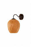 Boja Bambu Siyah Detay Aplik 25x25x40 cm İskandinav, Modern, Bohem, Rattan, Aydınlatma