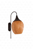 Boja Bambu Siyah Detay Aplik 25x25x60 cm İskandinav, Modern, Bohem, Rattan, Aydınlatma