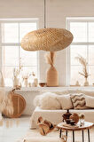 Bambu Elips Sarkıt Avize Lamba 80cm - Iskandinav, Modern, Bohem, Rattan Aydınlatma