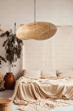Bambu Elips Sarkıt Avize Lamba 80cm - Iskandinav, Modern, Bohem, Rattan Aydınlatma