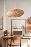 Bambu Elips Sarkıt Avize Lamba 80cm - Iskandinav, Modern, Bohem, Rattan Aydınlatma