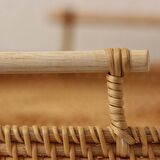 Bohem Rattan Kulplu Hasır Tepsi 35, Iskandinav, Modern
