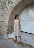 Halter Yaka Dokuma Midi Elbise