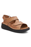Konfores 2123 Ultra Hafif Esnek Tabanlı Hakiki Deri Tam Anatomik Kadın Sandalet - NKT02123-TABA-39