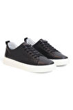 Konfores 2124 Hakiki Deri Anatomik Tabanlı Ultra Hafif Erkek Sneakers Ayakkabı - NKT02124-siyah-beyaz-42