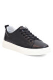 Konfores 2124 Hakiki Deri Anatomik Tabanlı Ultra Hafif Erkek Sneakers Ayakkabı - NKT02124-siyah-beyaz-42