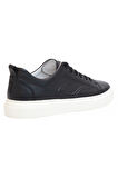 Konfores 2124 Hakiki Deri Anatomik Tabanlı Ultra Hafif Erkek Sneakers Ayakkabı - NKT02124-siyah-beyaz-42