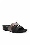 2137-Flora Anatomik Tabanlı Kadın Günlük Terlik - NKT02137-siyah-40
