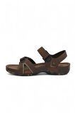 2145-9829 Tam Anatomik Bantlı Günlük ve Deniz,Havuz Gibi Islak Zeminler İçin Uyumlu Erkek Sandalet - NKT02145-kahverengi-45