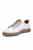 2180-LuısFıgo Hakiki Deri Üst Kalite Anatomik Tabanlı Erkek Günlük Sneakers Ayakkabı - NKT02180-BEYAZ-43