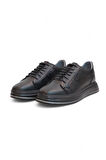 2182-Dropland Hakiki Deri Üst Kalite Anatomik Tabanlı Erkek Günlük Sneakers Ayakkabı - NKT02182-siyah-42
