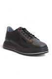 2182-Dropland Hakiki Deri Üst Kalite Anatomik Tabanlı Erkek Günlük Sneakers Ayakkabı - NKT02182-siyah-42