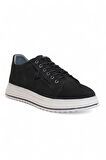 2182-Dropland Hakiki Deri Üst Kalite Anatomik Tabanlı Erkek Günlük Sneakers Ayakkabı - NKT02182-siyah-nubuk-40
