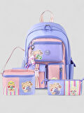 Muggle 2214 İthal Ürün Üst Kalite Unisex Çocuk Üçlü Set İlkokul Sırt Çantası - NKT02214-lila-TEKEBAT