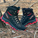 2224-Jamper Anatomik Kaydırmaz Tabanlı Soft Shell Outdoor Trekking Erkek Fermuarlı Spor Bot - NKT02224-siyah-kırmızı-43