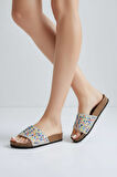 2232-Pien Anatomik Mantar Tabanlı Boncuklu Kadın Terlik - NKT02232-gümüş-39