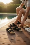 2236-Look Life Unisex Çift Tokalı Ultra Hafif Havuz,Plaj ve Günlük Kullanıma Uygun Terlik - NKT02236-siyah-47