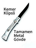 KAMP OUTDOOR  METAL ÇAKI 23 CM SIRTTAN KİLİTLİ  KEMER KLİPSLİ HEDİYE ZİPPO KİBİRT 