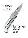 KAMP DÜĞMELİ 16 CM CEP ÇAKISI KEMER KLİPSLİ TAMAMEN METAL