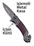 KAMP OUTDOOR   İŞLEMELİ BROWNİNG ÇAKI 23 CM BOY  İÇTEN KİLİTLİ  KEMER KLİPSLİ